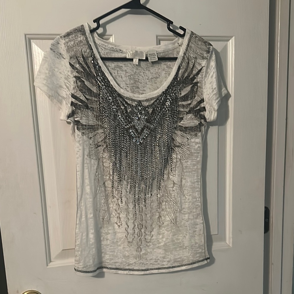 Miss Me Gray Graphic Short Sleeve Tee
